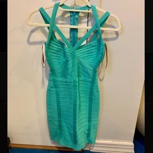 Herve Leger Bandage Turquoise Dress XS